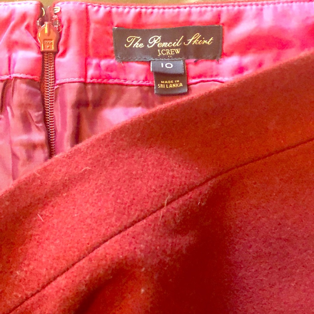 J Crew The Pencil Skirt in Deep Red Wool
